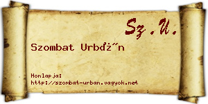 Szombat Urbán névjegykártya